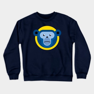 Blue Monkey on yellow Crewneck Sweatshirt